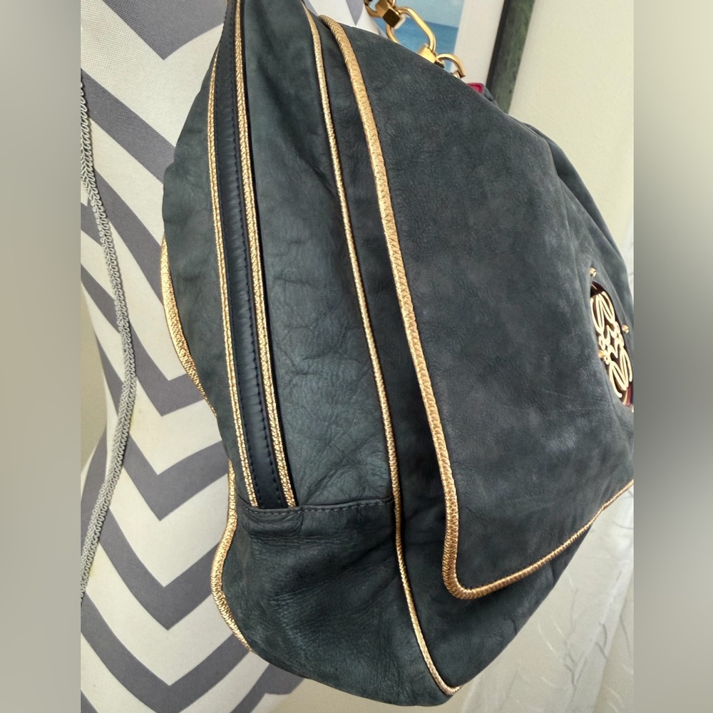 Loewe Grey Suede Shoulder Bag with Gold Hardware - Picture 6 of 12